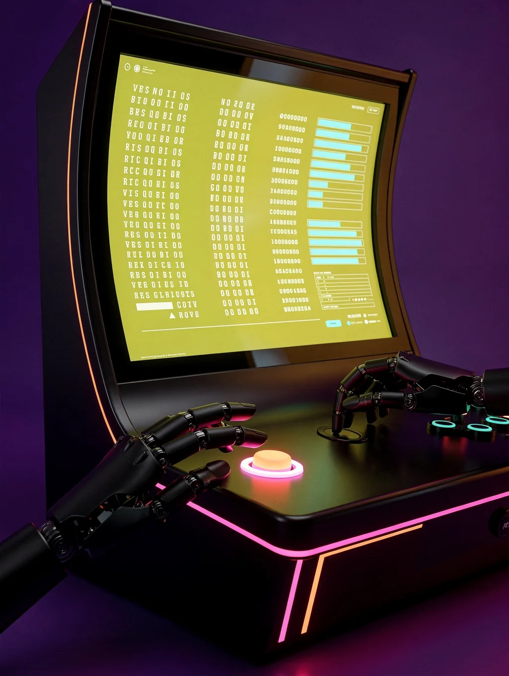 Array of arcade buttons in soft ambient light